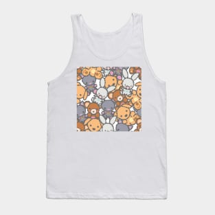 Cute Hand Draw Teddy Animals Cartoon Tank Top